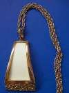 1970s HOBE Modernist Ivory Lucite & Goldtone Pendant Necklace