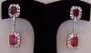 CINER Red & Clear Rhinestone Dangle Earrings