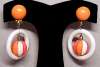 Fun Vintage White & Orange Plastic Dangle Earrings