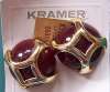 KRAMER Burgundy Lucite & Goldtone Clip Earrings