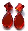 Huge Mirrored Orange Lucite Earrings