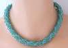 Made in France Blue & Green Crystal Bead Choker Necklace