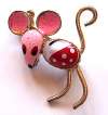 Sculptural Enameled Pink Mouse Pin