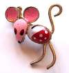 Sculptural Enameled Pink Mouse Pin