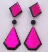 Huge Pink & Black Mirrored Earrings