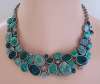 Rochas Paris Enameled Faux Malachite Bib Necklace