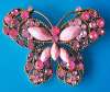 Pink Glass Butterfly Pin ~ Ornate Setting