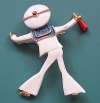 Vintage Enameled Sailor w/ Bottle Pin ~ French?