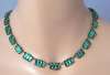 Czech Deco Foiled Green Glass Rectangles Necklace