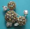 Capri Metallic Gold Rhinestone Poodle Dog Pin