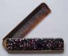 Black Lucite & Pink Glitter Folding Comb