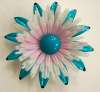 1960s Blue Flower Power Pin w/ Pink & White Soft Plastic