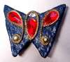 ENID COLLINS Rare Papier Mache Jeweled Butterfly Pin