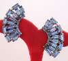 Vintage Blue Baguette Rhinestone Crescent Earrings