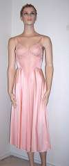 Vintage OLGA Pink Nylon & Lace Sweep Nightgown ~ Small