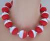 Vintage Plastic Red & White Ball Choker Necklace