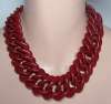 Trifari Burgundy Red Plastic Link Necklace