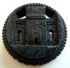 Victorian Bog Oak Mourning Pin ~ Castle Theme