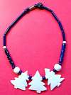Ruby Z Ceramic White Christmas Tree & Blue Bead Necklace