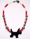 Ruby Z Ceramic Scotty Dog & Tartan Plaid Bead Necklace