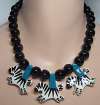 Ceramic Zebra and Bead Necklace