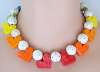 Parrot Pearls Ceramic Hearts & Speckled Bead Necklace