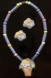 Flying Colors Ceramic Flower Basket Necklace & Pierced Earring Set