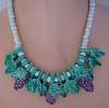 Parrot Pearls Grape Clusters with Leaf Theme Ceramic Bead Necklace