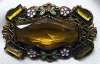 Czech Deco Citrine Glass & Enamel Pin Brooch