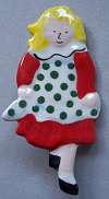 Ruby Z / Candace Loheed Ceramic Little Girl with Apron Pin