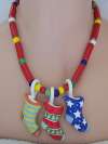 Flying Colors Ceramic Christmas Stocking Trio Necklace