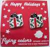 Flying Colors Ceramic Christmas Cat in Box Earrings (Pierced)