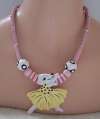 Ruby Z / Candace Loheed Ceramic Angelina Ballerina Mouse in Yellow Tutu Necklace