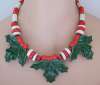 Ruby Z Ceramic Holly and Berries Christmas Necklace
