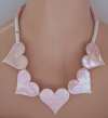 Parrot Pearls Pink Iridescent Valentine Hearts Necklace