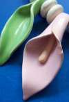 Parrot Pearls Pink Calla Lily & Green Leaves Necklace