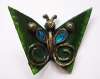 Enid Collins Papier Mache Jeweled Green Butterfly Pin
