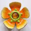 Enid Collins Papier Mache Jeweled Flower Pin ~ Orange & Lime Green