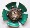 Enid Collins Teal Green Papier Mache Flower Pin