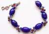 Hattie Carnegie Art Glass (Faux Lapis & Garnet) Link Bracelet