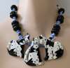 Parrot Pearls Ceramic Cat Trio Necklace