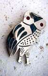 Sterling Owl Pin with Turquoise Inlay