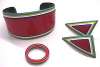 Red & Multi Laminate Cuff/Ring/Earring Set