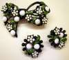 Hollycraft Enameled Bow Pin & Earring Set