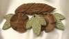Wood Leaf Pin with Carved Flower Dangles