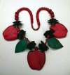 Large Wood Apples and Leaves Necklace