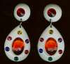 Huge White & Jeweltone Earrings