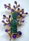 Swoboda Jade & Amethyst Figural Guan-Yen Pin