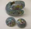 Lucite Blue Confetti & Seashell Clamper & Earring Set