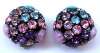 Vintage Austrian Domed Rhinestone Earrings in Pink & Blue